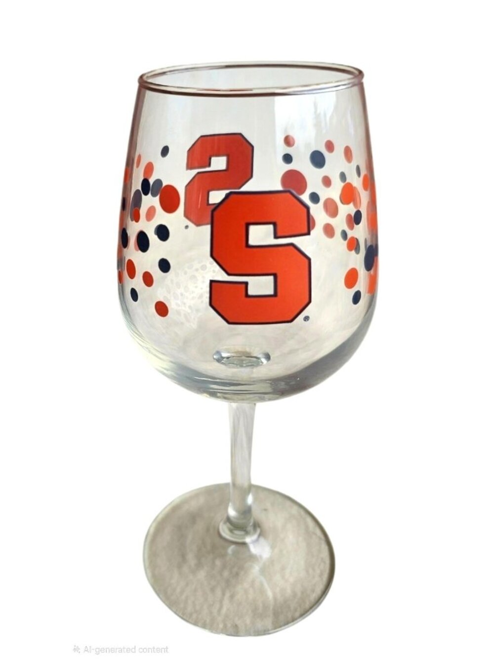 Syracuse Orange Polka Dot Wine Glass 12oz NCAA New